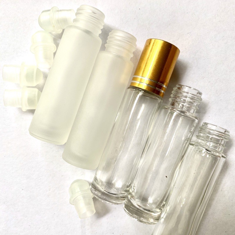 Vỏ chai lăn bi thủy tinh 10ml mini dùng chiết nước hoa dầu gió tinh dầu serum....