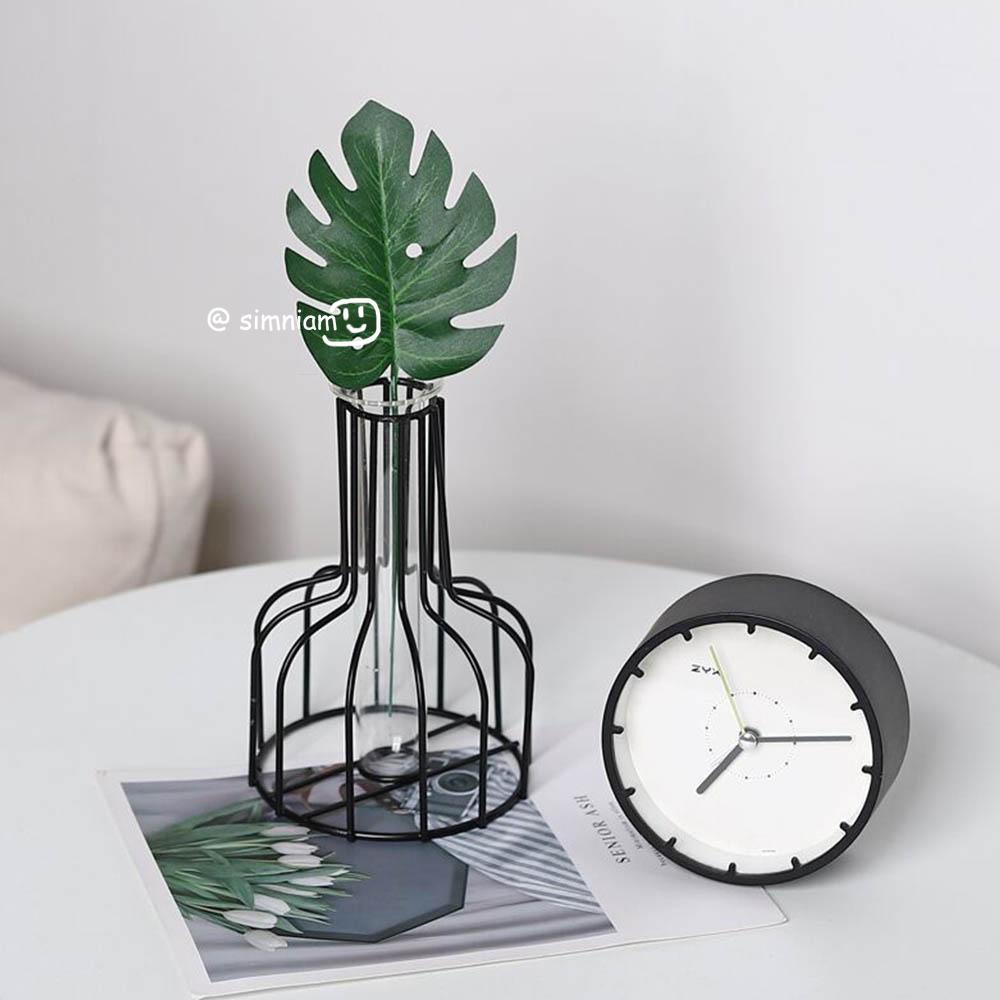 Bình Hoa Thủy Tinh Khung Sắt Màu Vàng Phong Cách Bắc Âu Độc Đáo Trang Trí Nhà Cửa