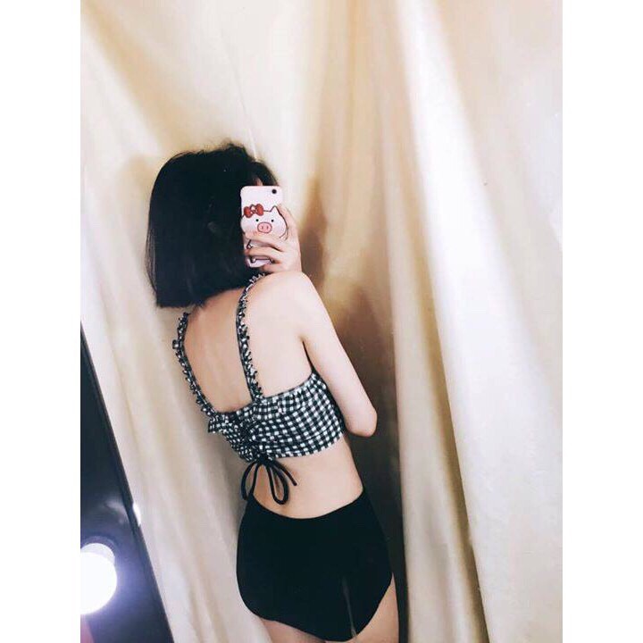 Bikini hai mảnh caro chất thun mặc đi biển đi bơi | BigBuy360 - bigbuy360.vn