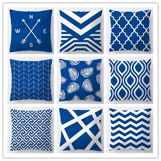 Vỏ gối họa tiết hình học màu xanh dương hình vuông kích thước 40x40.45x45.50x50.60x60
