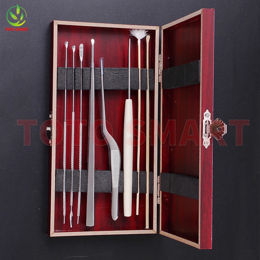 Bộ lấy ráy tai bằng gỗ chuyên nghiệp cao cấp kèm 8 dụng cụ ngoáy tai