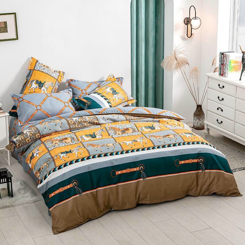 Bộ chăn ga gối cotton poly cao cấp mẫu-thổ cẩm ngựa giá tốt