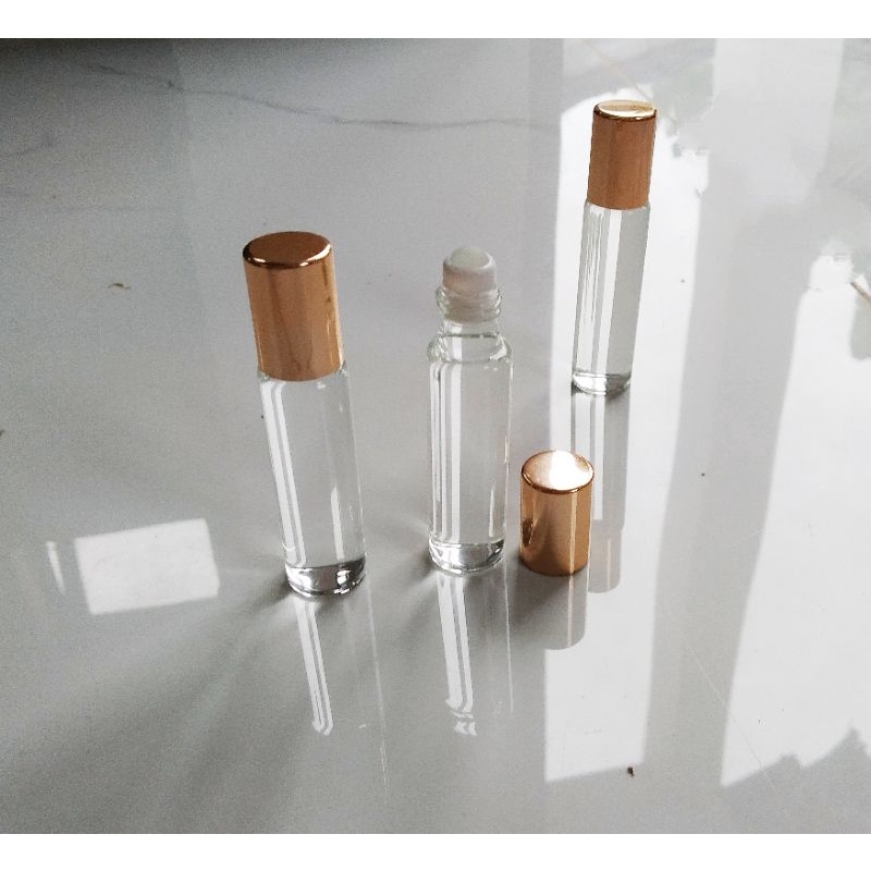 Bộ 6 chai trong suốt 10ml bi lăn thủy tinh chống rò rỉ dung dịch nước hoa tinh dầu dubai, Nắp có 3 màu sắc lựa chọn