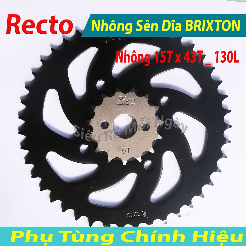 Nhông Sên Dĩa Recto Brixton 125, 150cc, Winner150cc, Sonic Sên Đen 130L 10ly DID HDS Thái Lan 15T x 43T