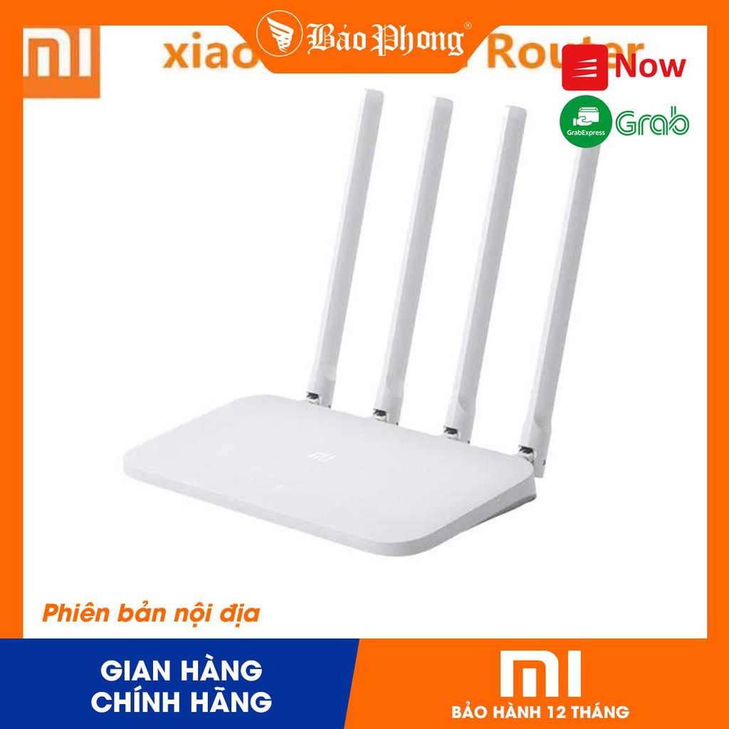 Modem WiFi Xiaomi 4C 4 Râu Router R4CM - BH 1 năm - Phát xuyên tường bảo mật truyền tín hiệu mạng mạnh internet ăng ten