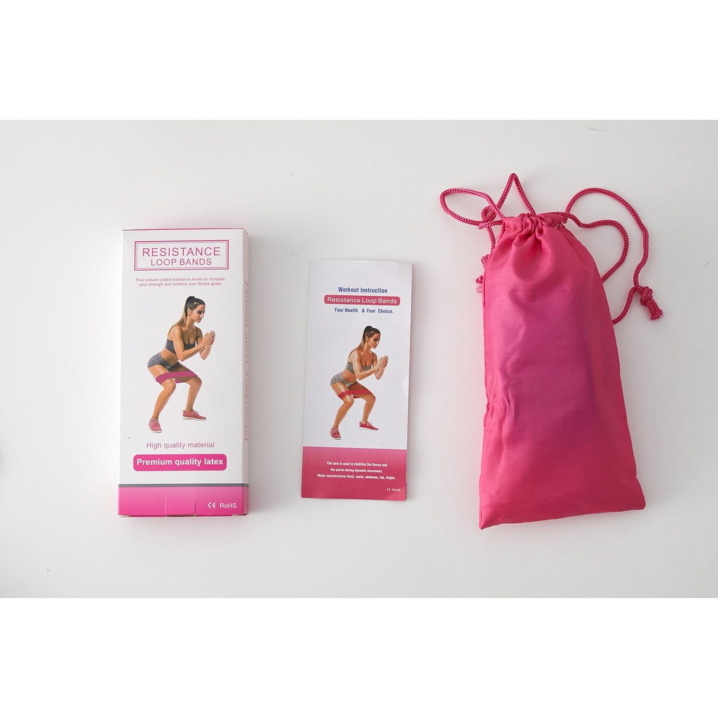 Sét 5 dây miniband Resistance tập mông, đùi - Cao su tự nhiên, đàn hồi tốt