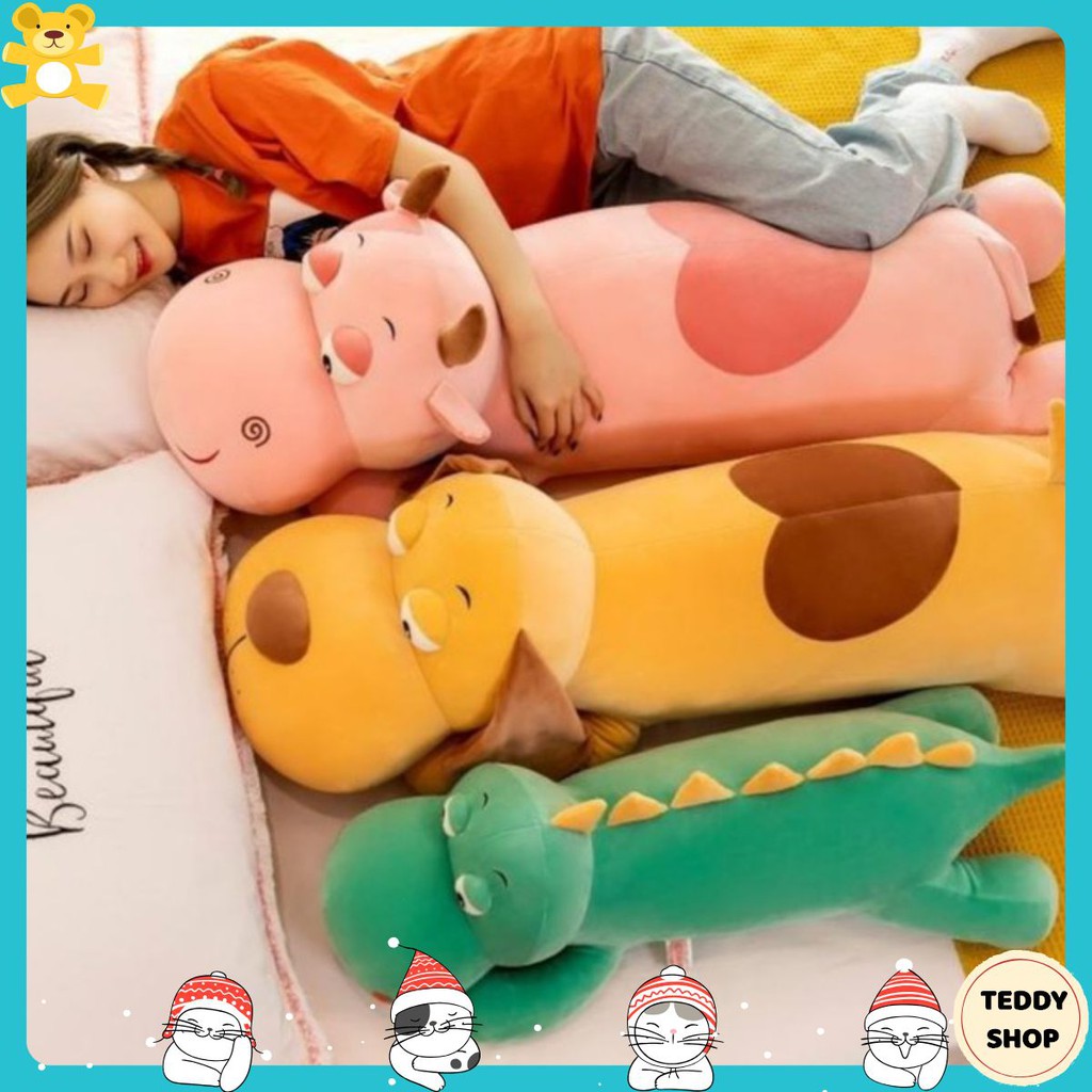 Gấu bông gối ôm Trâu hồng siêu phẩm hot trend vải nhung co dãn 4 chiều – TeddyShop