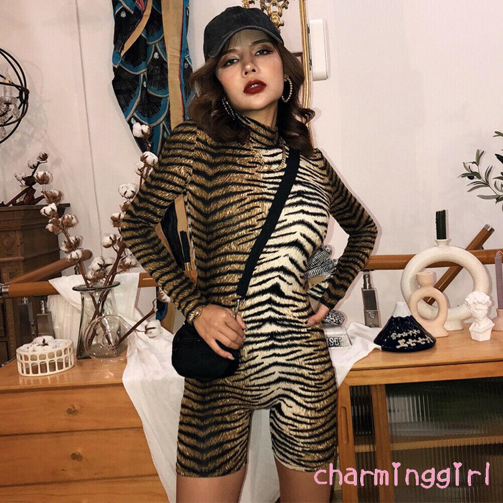 NFW♥Women´s Leopard Print Long Sleeve Tights Jumpsuit Club Dress Party Jumpsuit