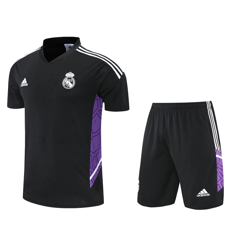 Bộ Đồ Tập Luyện Real Madrid Ngắn Tay Size 22-23 Đen