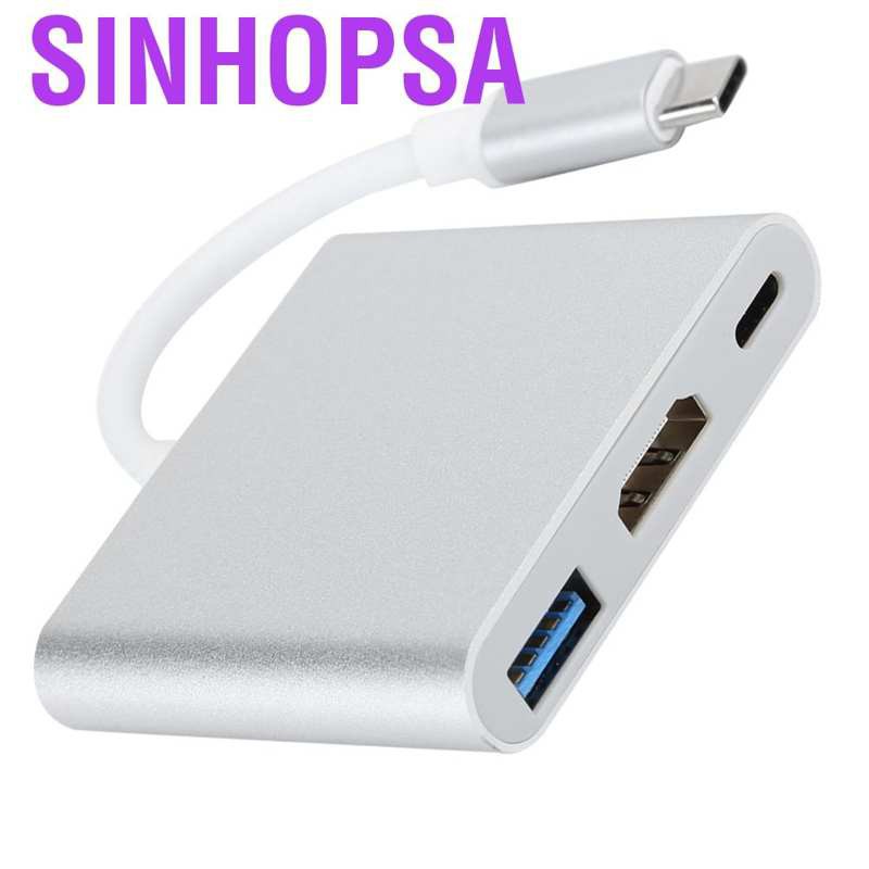 Sinhopsa USB 3.1‑C Hub 3‑in‑1 Type C 3.1 to USB‑C 4K 3.0 Adapter HDMI Cable for OS X