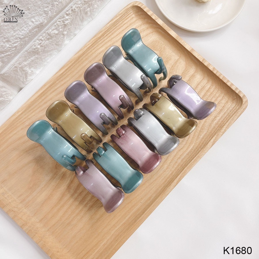 ( Sỉ) Set 12 Kẹp tóc, kẹp càng cua 3 răng ánh nhũ thời trang Orin K1680 (12 kẹp)