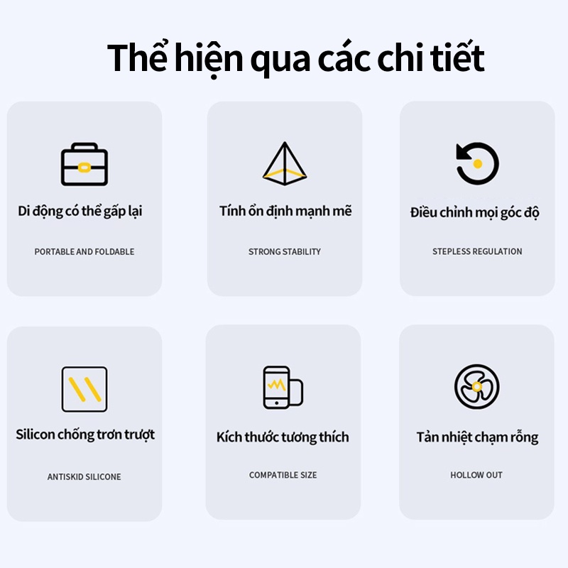 Giá đỡ laptop tablet bằng nhôm Điều chỉnh mọi góc độ Thích hợp cho tất cả các loại laptop - Ipad