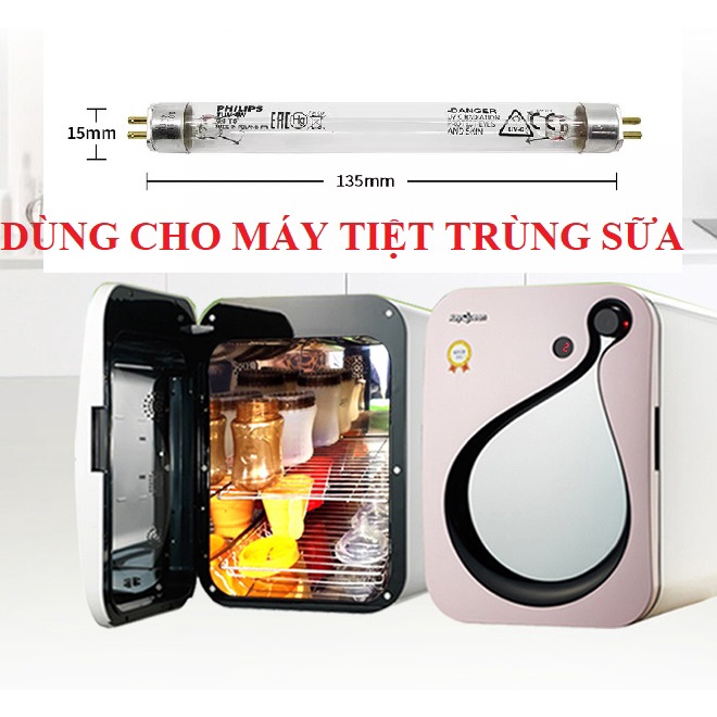 Bóng đèn diệt khuẩn Philips TUV 4W G4T5 cho máy tiệt trùng Fatzbaby, Moaz, Youdo, máy nội địa trung