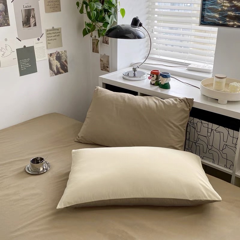 Bộ ga gối và vỏ chăn Cotton Tici No Tag nhập khẩu gam màu Pastel nhẹ nhàng