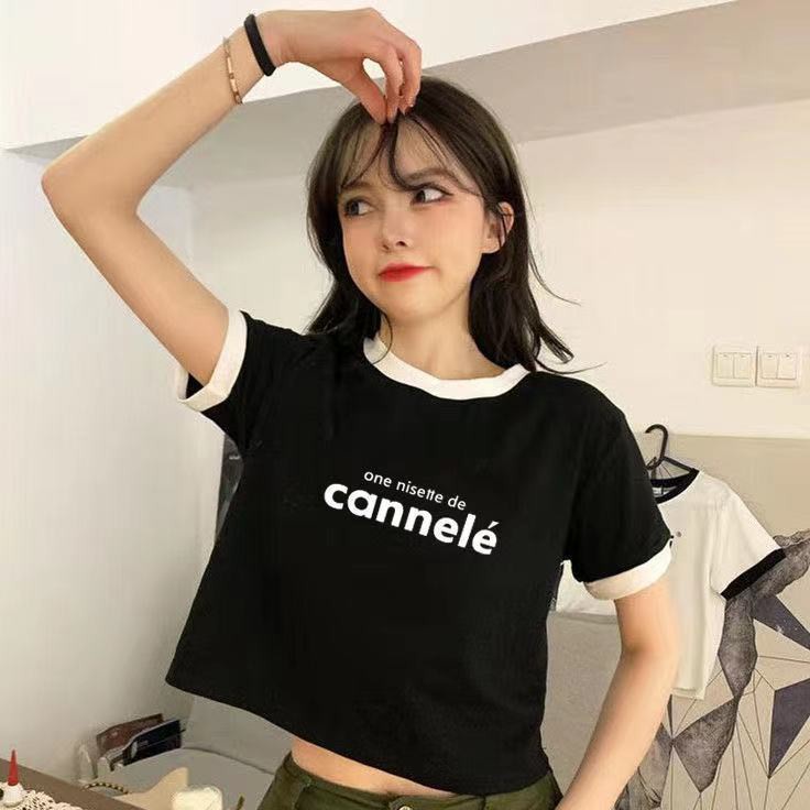 Áo thun nữ croptop phối viền