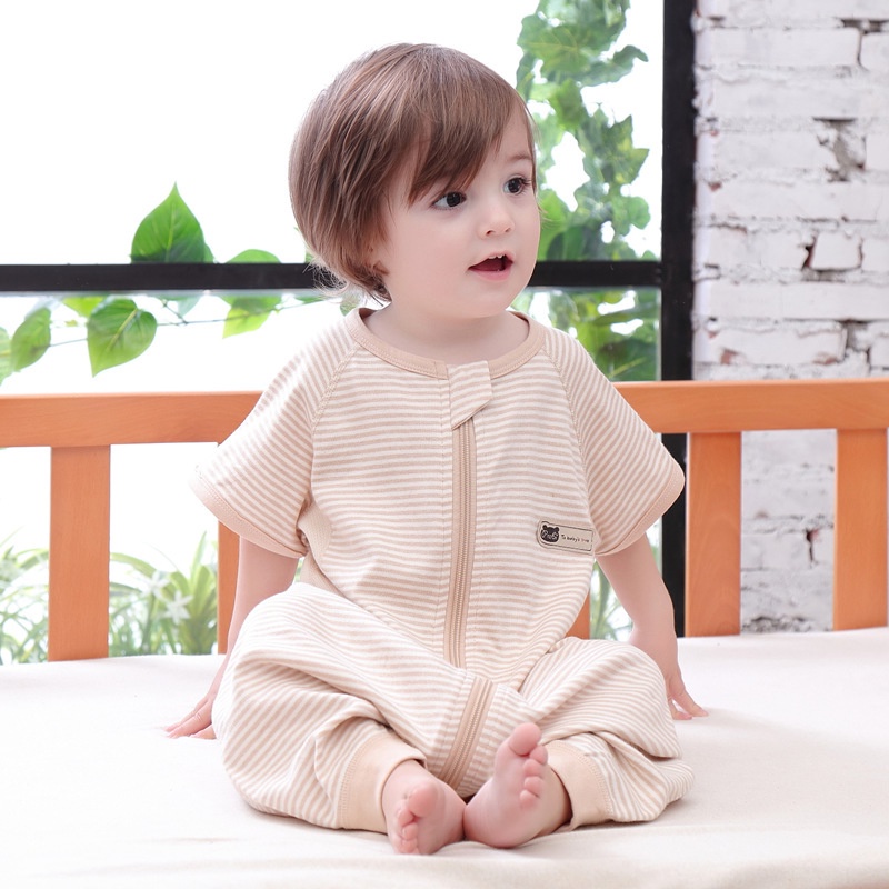 Áo ngủ liền thân mùa hè bằng cotton nguyên chất mỏng cho bé