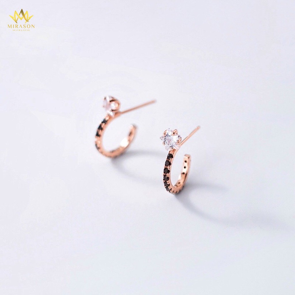 Khuyên Tai Bạc Nữ MIRASON Nạm Đá Ngôi Sao 2 Màu MBT190 - Hoa Tai Nữ Bạc 925 Cao Cấp