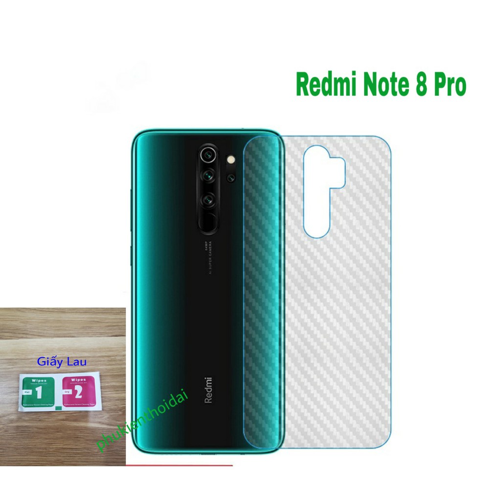 Dán lưng Carbon Redmi Note 8 Pro / Note 9 Pro 5G / Mi 10T Lite / Redmi 9T / Note 9 4G chống xước chống mồ hôi vân ta