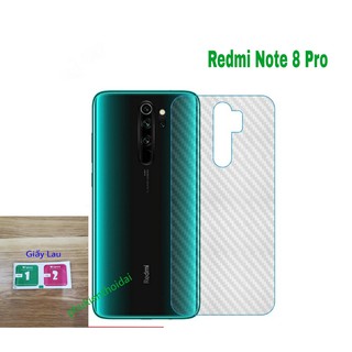 Dán lưng Carbon Xiaomi Redmi Note 8 Pro chống xước chống vân tay tặng giấy lau 1