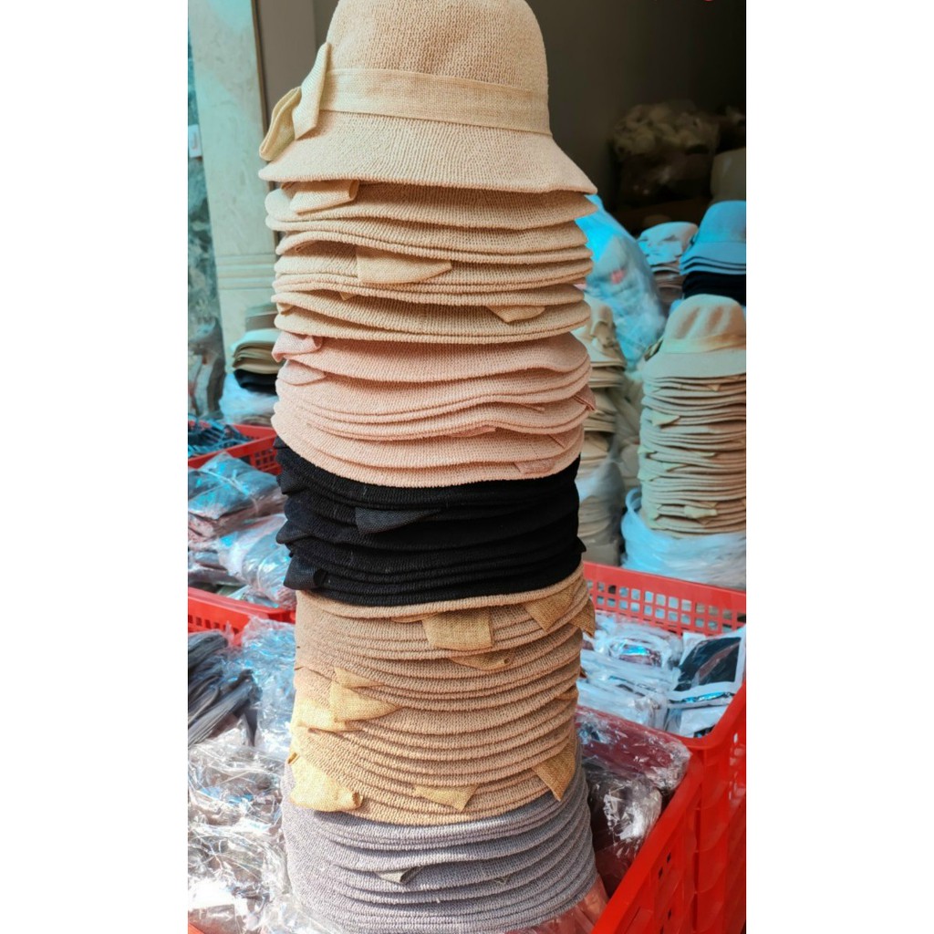 MC05 Nón Cói. Mũ Cói Tiểu Thư Thắt Nơ Xinh Xắn