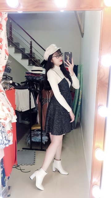 Set áo len + yếm dạ nhũ