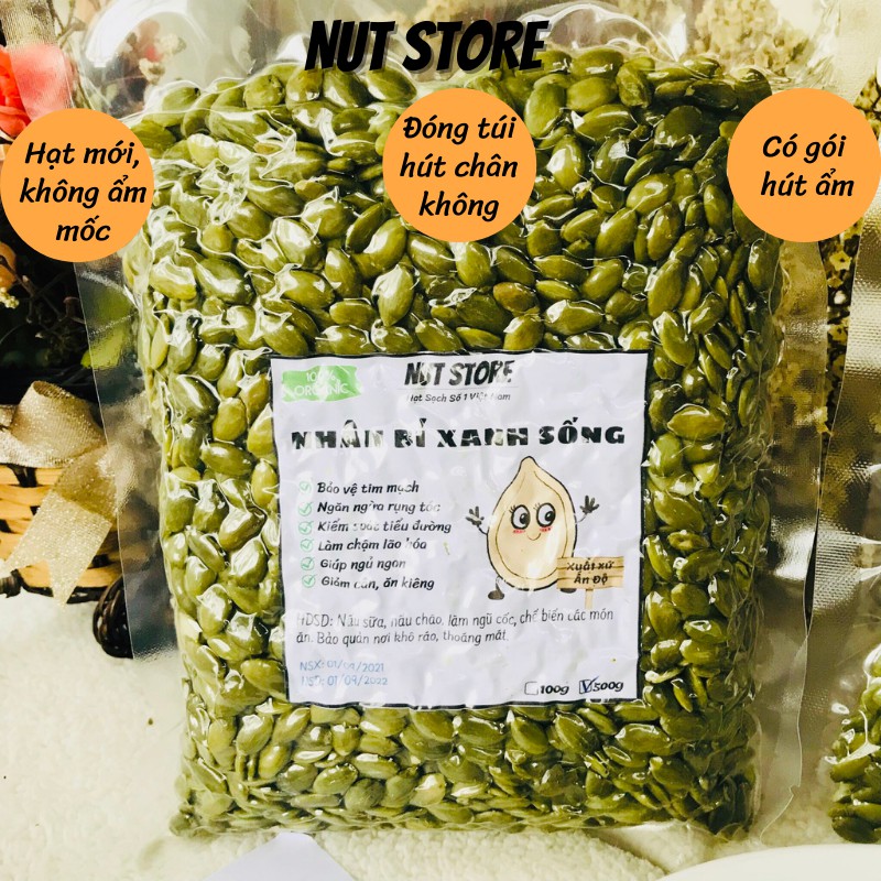 Hạt bí xanh tách vỏ Ấn Độ Nut Store 500g - Nhân hạt bí xanh