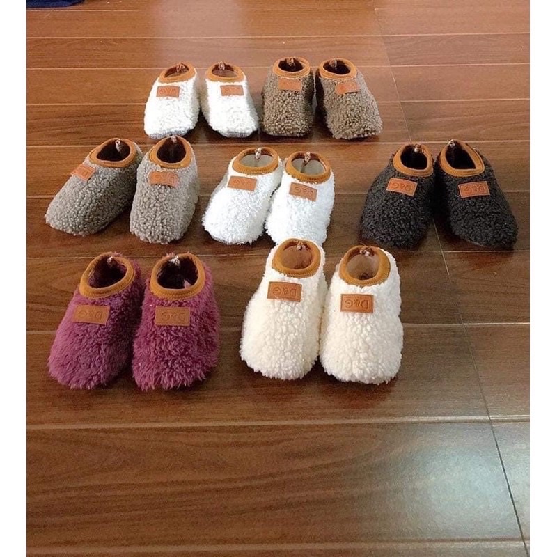 Giày Lông Cừu, Tất Lông Cừu Mềm Mại Siêu Ấm Cho Bé Trai Bé Gái Tập Đi