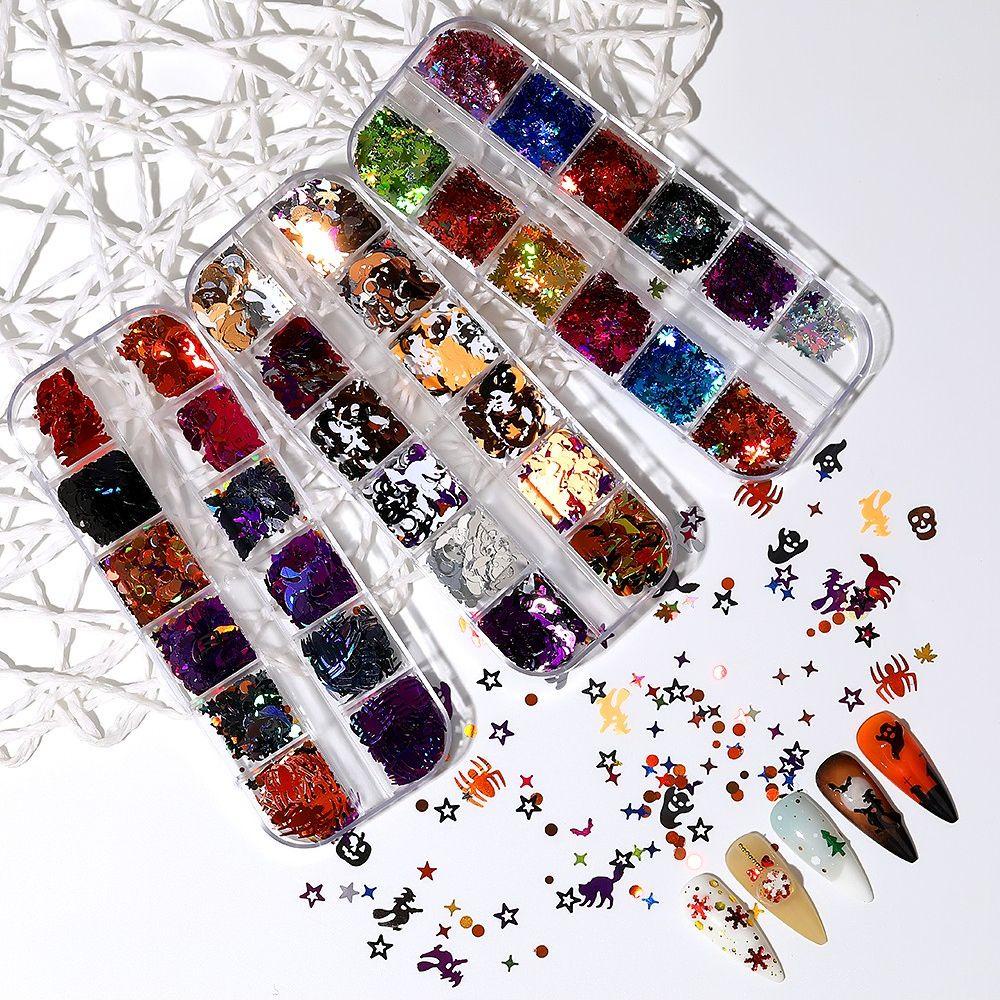 Hộp Kim Tuyến Trang Trí Móng Tay Chủ Đề Halloween