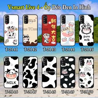 Ốp lưng Vsmart Live 4 dẻo đen in hình Bò Sữa