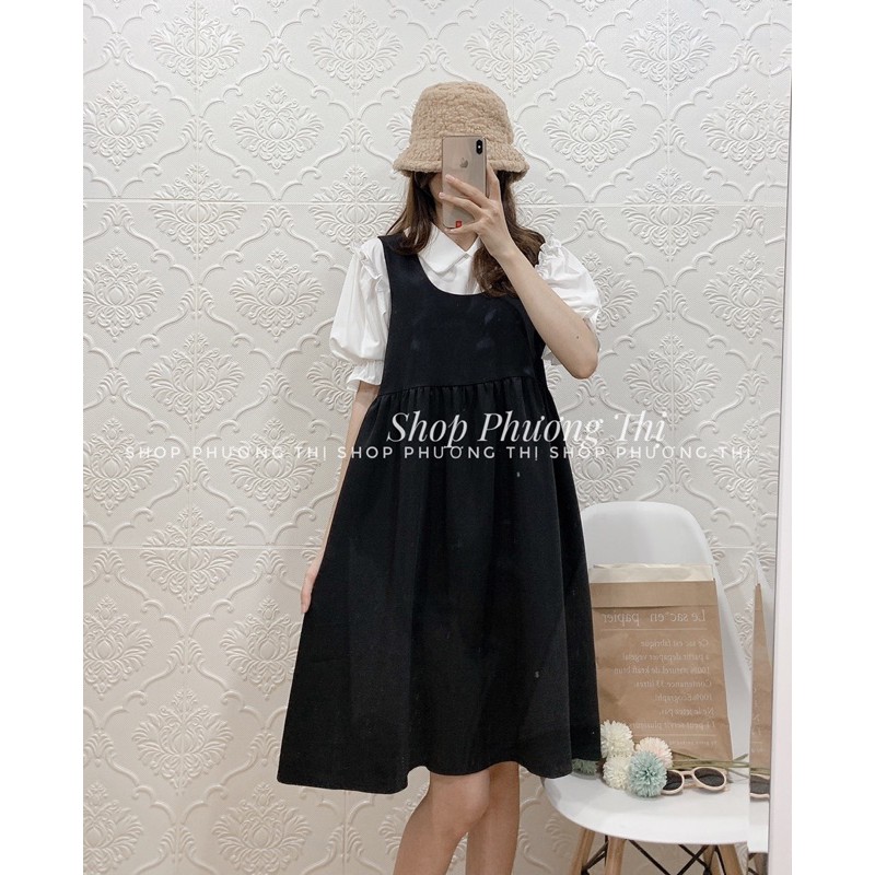Sét yếm babydoll kèm áo sơmi trắng cộc tay ulzzang (hình thật/sẵn) | BigBuy360 - bigbuy360.vn