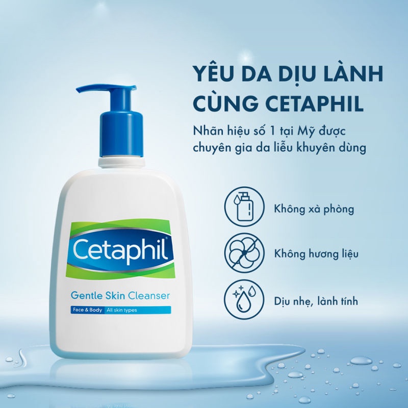 Sữa Rửa Mặt Cetaphil Gentle Skin Cleanser 500ml sạch dịu nhẹ, ngừa mụn, không xà phòng,KHÔNG XÀ PHÒNG CHO MỌI LOẠI DA Làm sạch sâu giữ ẩm cấp nước