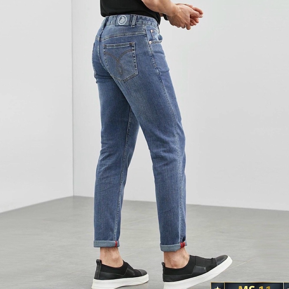 Quần jean nam co giãn 4 chiều, quần bò trơn dáng ôm chất vải cao cấp CAROLLSTORE MS11