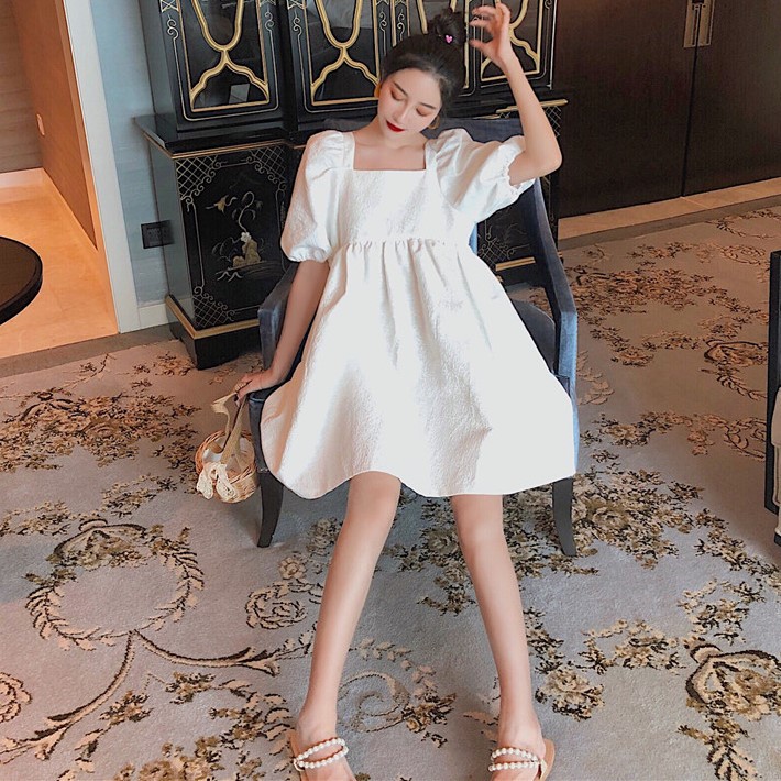 sẵn Đầm babydoll hở lưng hoa nổi chất đẹp chuẩn hàng Quảng Châu nhiều size J0022 / J0022F | BigBuy360 - bigbuy360.vn