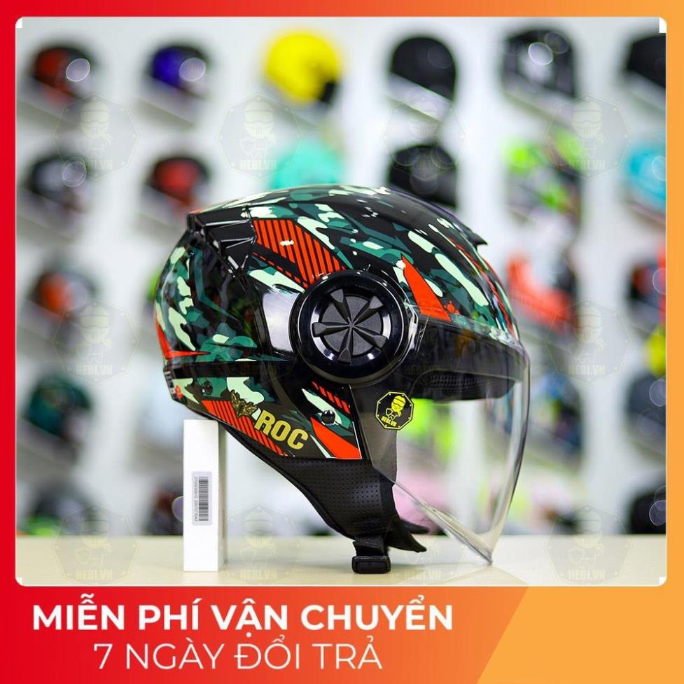 Nón 3/4 ROC 06 Đen Đỏ Form Yohe 851 Nhỏ Gọn Cá Tính
