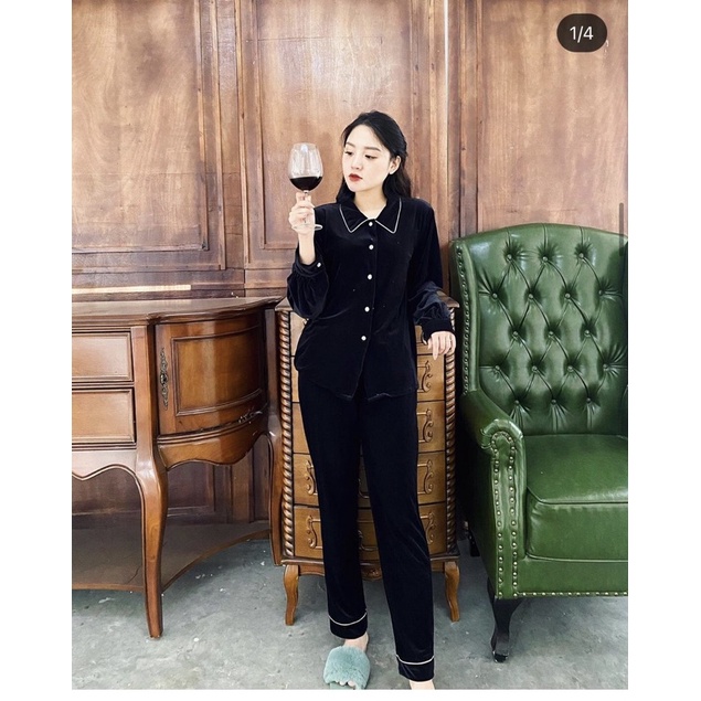 Set pijama nhung đen