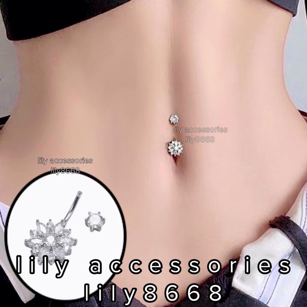 khuyên rốn hoa đính kim