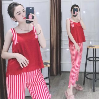 BỘ LỤA 2 DÂY QUẦN DÀI KẺ SỌC