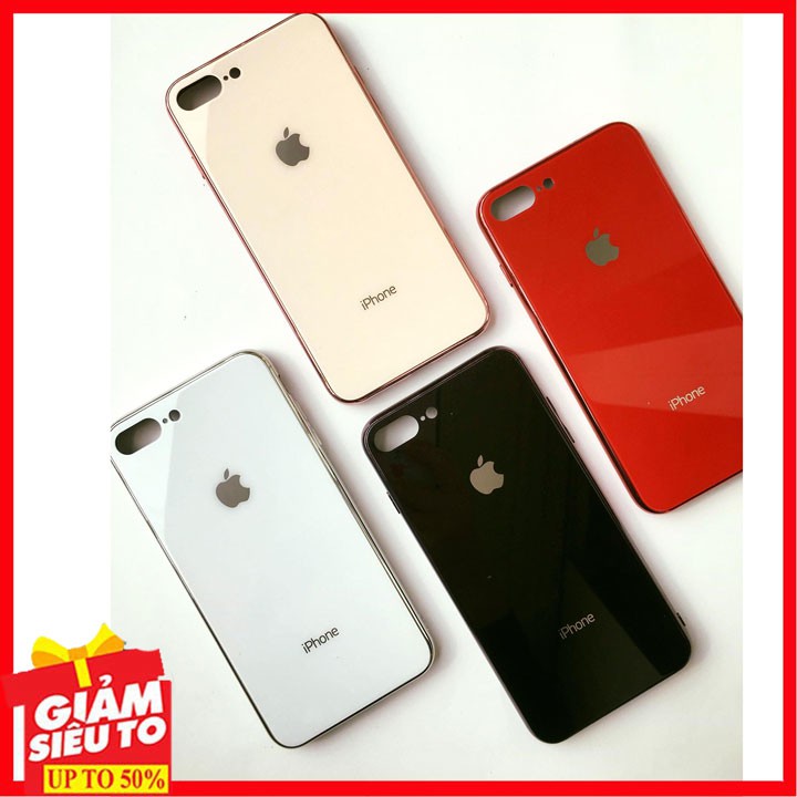 Ốp Lưng Kính Cường Lực iPhone 7 Plus/ 8 Plus (Kính Cường Lực lưng Viền Dẻo Cùng Màu) | WebRaoVat - webraovat.net.vn