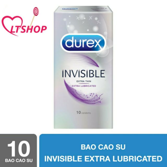 Bộ đôi bao cao su durex siêu mỏng bôi trơn invisible extra lubricated + gel bôi trơn 2 in 1