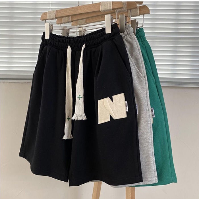 Quần Short Thể Thao Dây Rút Thêu Họa Tiết Retro Đường Phố Cho Nam Và Nữ