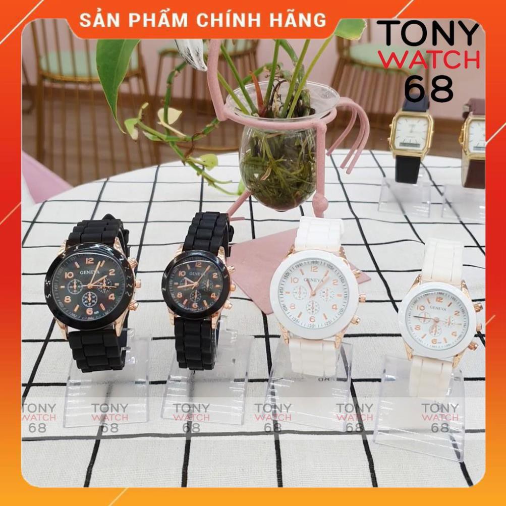 Hot!!! Đồng hồ cặp đôi nam nữ Geneva dây cao su mặt kính cong độc đáo chính hãng Tony Watch 68 giá re