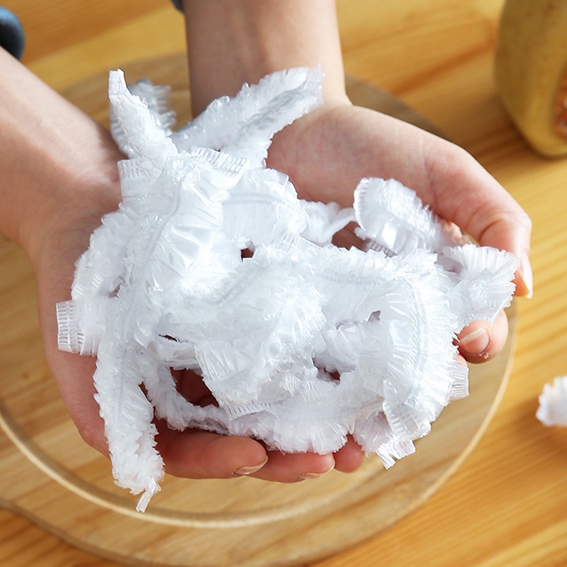 100 màng bọc thực phẩm PE có chun co giãn bọc đồ ăn, tái sử dụng được, chống bụi chống côn trùng chống mùi