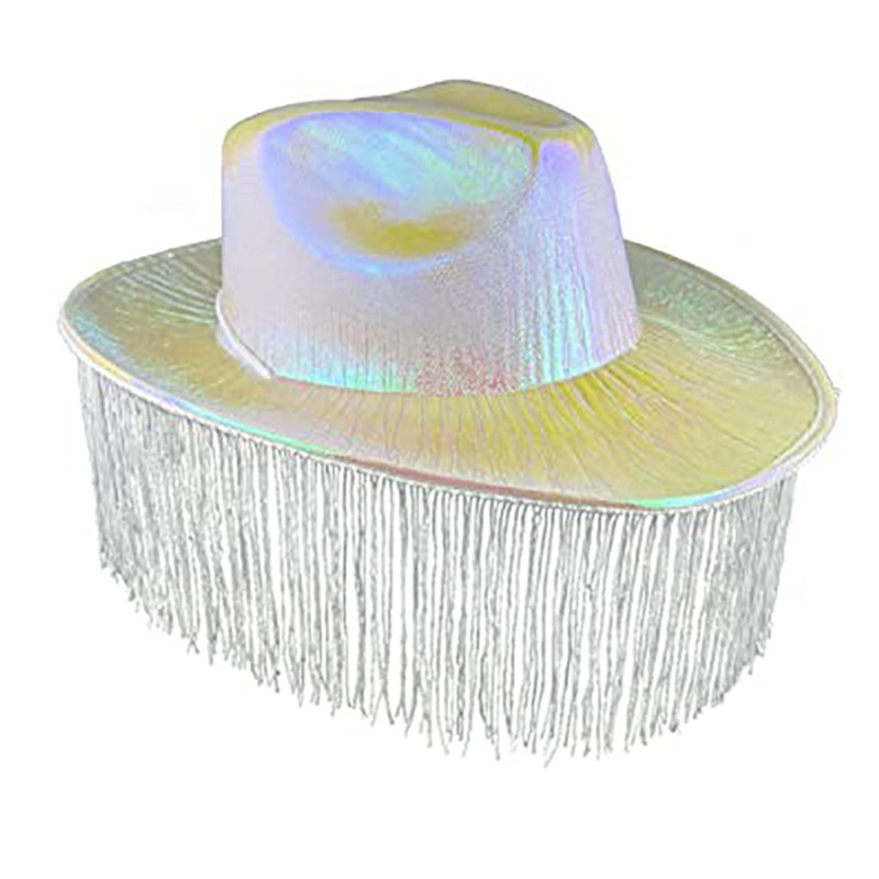 Mũ Fedora Đính Tua Rua Thoáng Khí Trọng Lượng Nhẹ Màu Sắc Lấp Lánh Phong Cách Cao Bồi Cho Nam Và Nữ