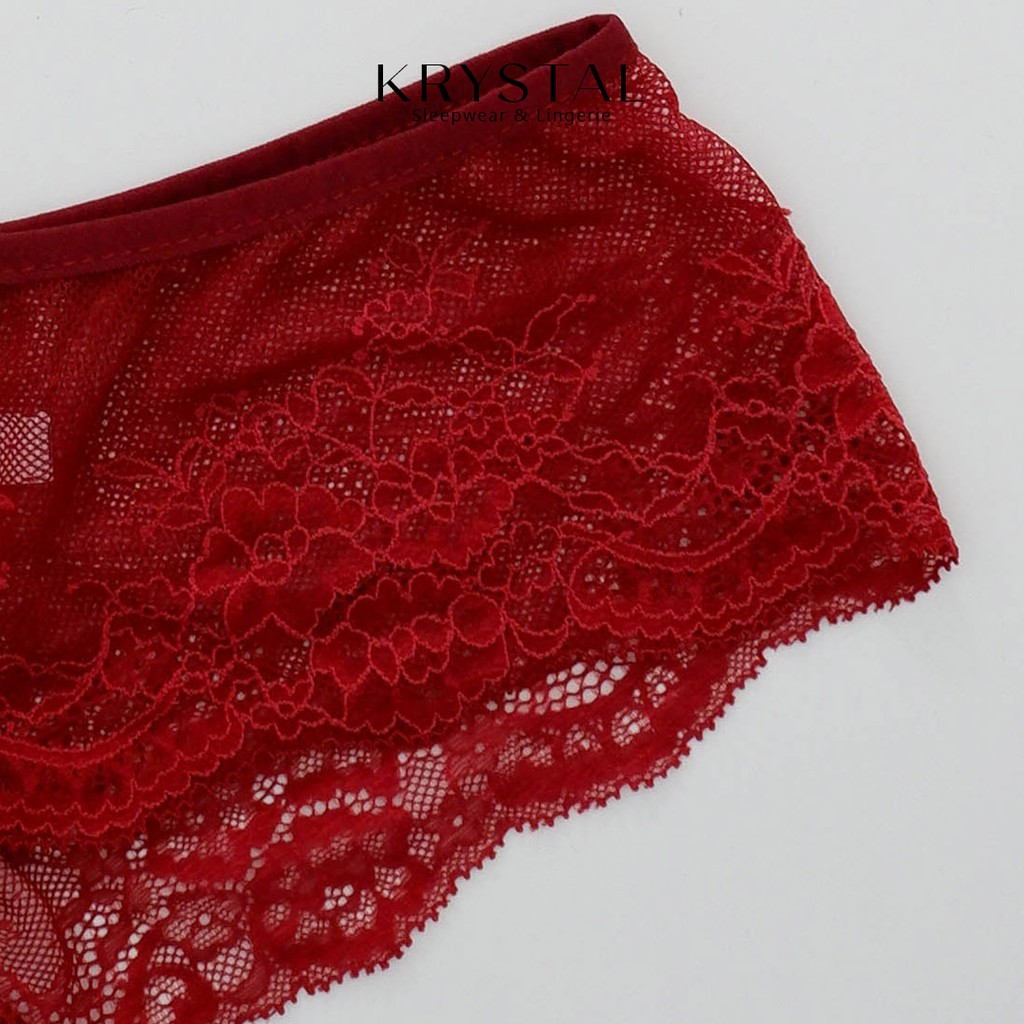 Bộ đồ lót ren dưới ngực không gọng mút mỏng màu Đỏ KRYSTAL KB57 | BigBuy360 - bigbuy360.vn