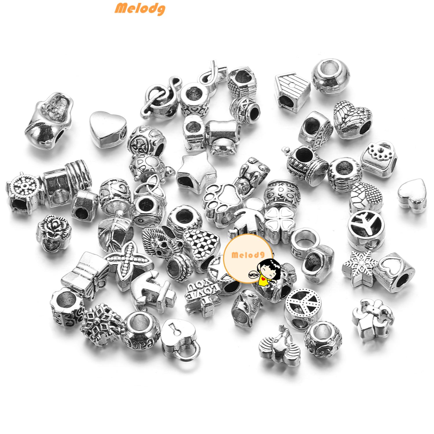 CHARMS Dây Chuyền Hợp Kim Thiết Kế Đục Lỗ Lớn Phong Cách Châu Âu Diy