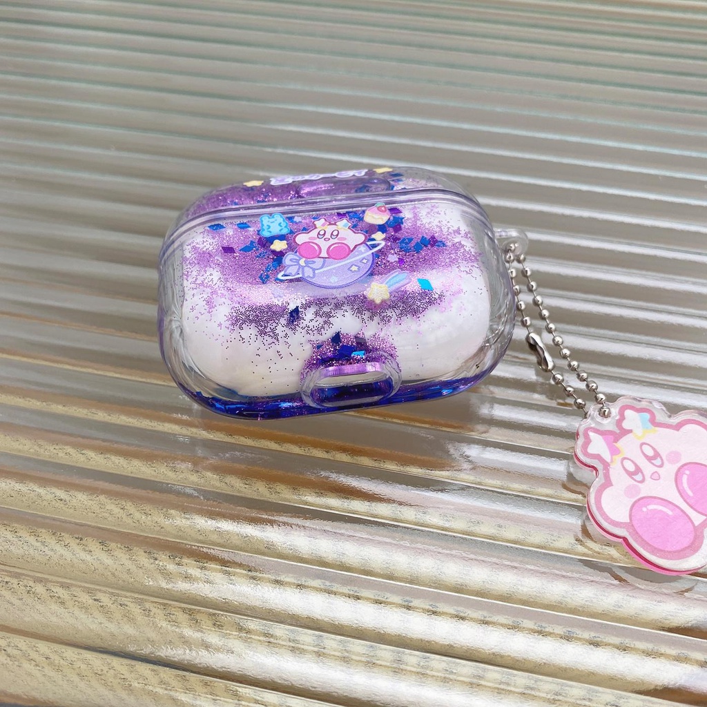 Vỏ Bảo Vệ Hộp Đựng Tai Nghe AirPods 1/2/3/Pro 2021 inPods i12 Bằng Tpu Trong Suốt Có Cát Chảy Và Móc Treo Sáng Tạo