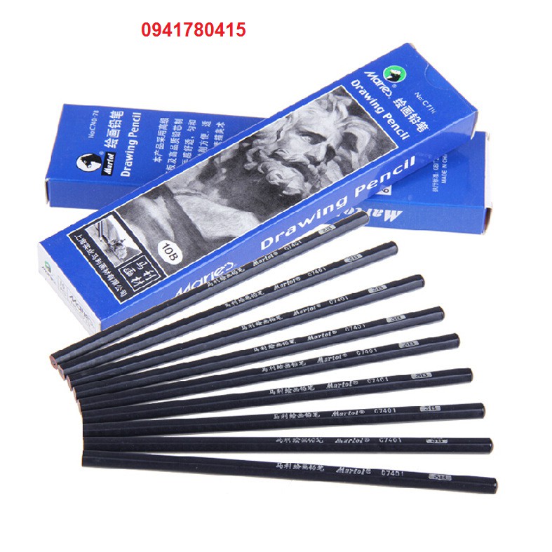 Hộp 12 bút chì Maries 2H/8B