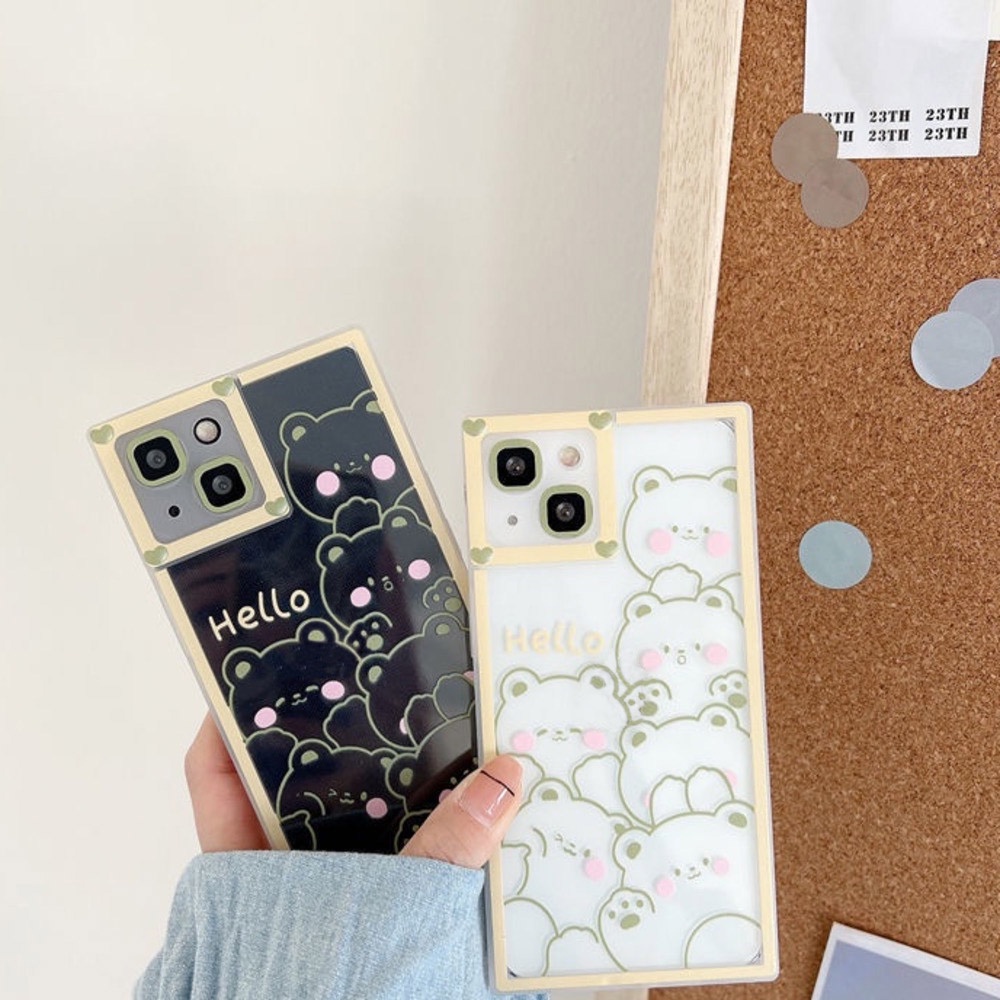 Ốp Điện Thoại In Hình Gấu Toàn Diện Cho IPhone 12 13 11 Pro Max X Xs Max Xr 7 8 Plus Hgft