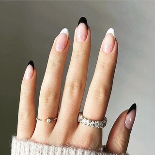 Móng giả vẩy đầu móng trắng đen đơn giản cuốn hút A292, nailbox thiết kế