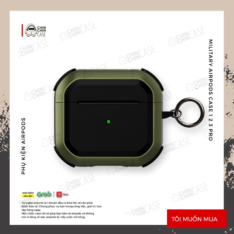 Case Airpod 1 2 3 Pro Military Nhựa TPU PC 2 Lớp Cao Cấp Chống Va Đập Chống Bám Bụi Siêu Bền Đẹp - Chinchin Case